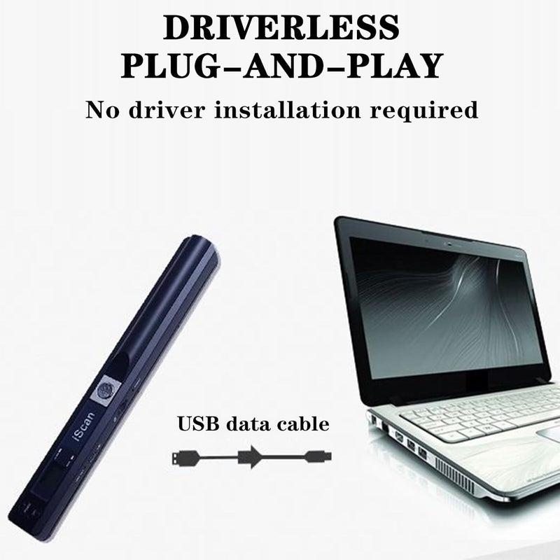 KIDENEI Portable Scanner with 32G SD Card, 900DPI JPG PDF Format Portable Handheld Scanner, AA Battery (Not Included) USB Transfer Colour A4 Document Scanner for Business Photo Receipts Books (Black) - Image 5